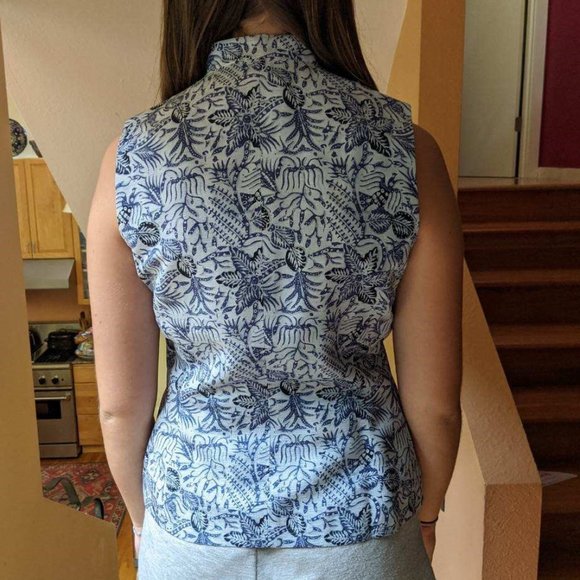 Dana Buchman Silk Damask Sleeveless Vest Mandarin Collar Purple, Black, White - Picture 3 of 14